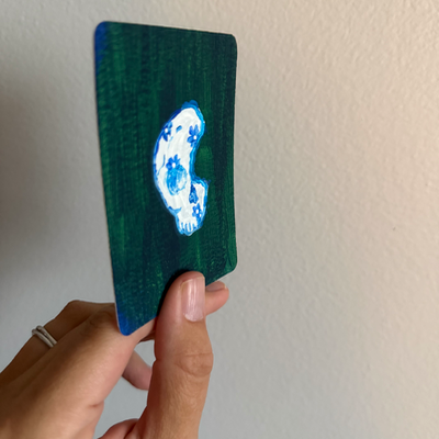 Original Skull ACEO | Blue Skulls Vol. 1 #2/3 aceo art card thumbnail 2