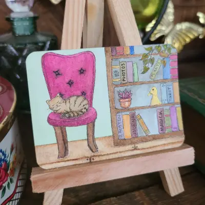 Cozy Cat aceo art card thumbnail 2