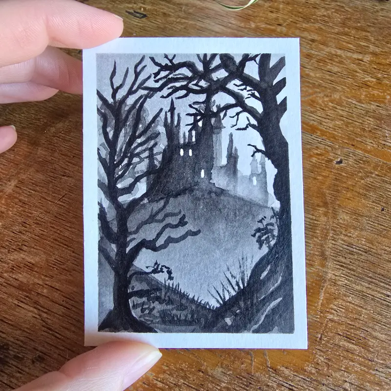 Gothic Castle 1 aceo art card