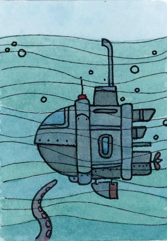 Under Seas aceo art card