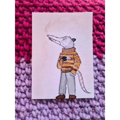 Smoke Break aceo art card thumbnail 4
