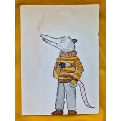 Smoke Break aceo art card thumbnail 1