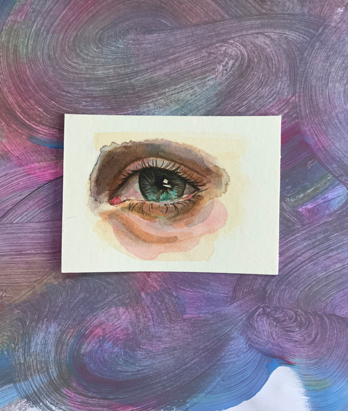 Watercolor eye aceo art card