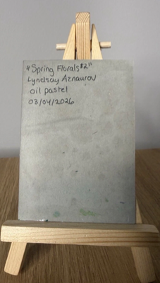 Spring Florals #2 Original Oil Pastel ACEO by Lyndsay Aznaurov aceo art card thumbnail 2