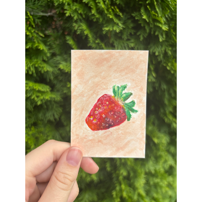 Sweet Strawberry (Fruits of Summer series) aceo art card thumbnail 2