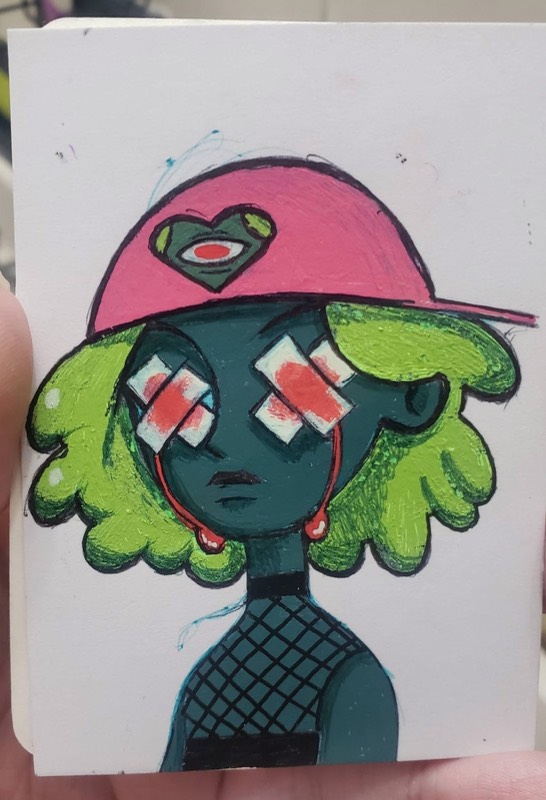 Thinking aceo art card
