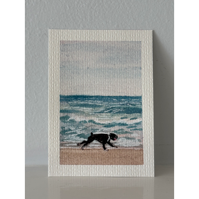 ACEO original, asbury park dog beach aceo art card thumbnail 2