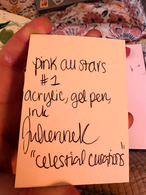 Pink Star aceo art card thumbnail 2