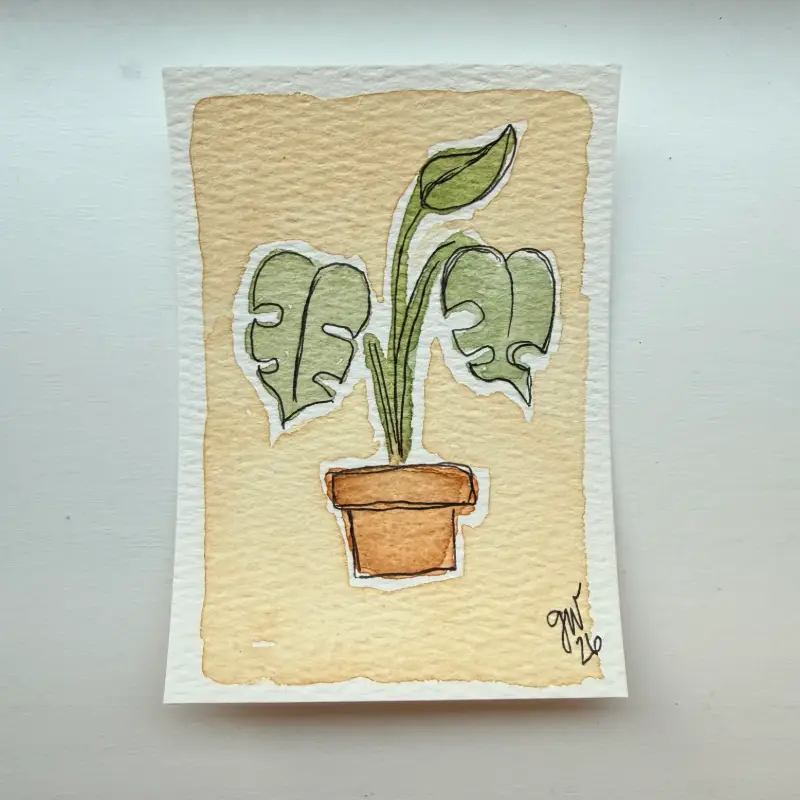 Happy Houseplants 2 | Monstera aceo art card