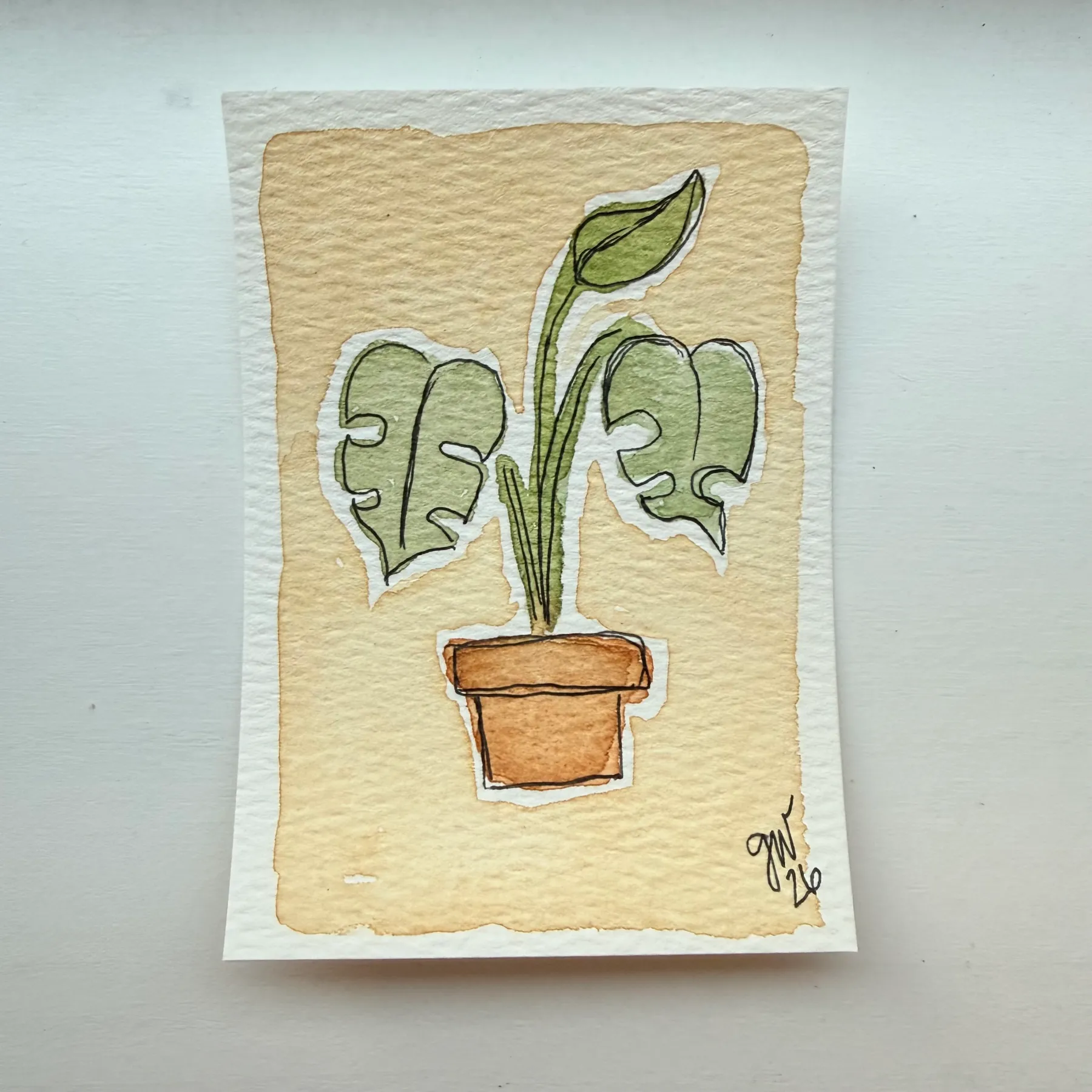Happy Houseplants 2 | Monstera aceo art card