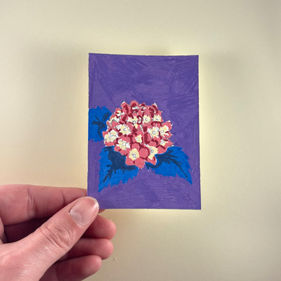 Purple Hydrangeas aceo art card thumbnail 1