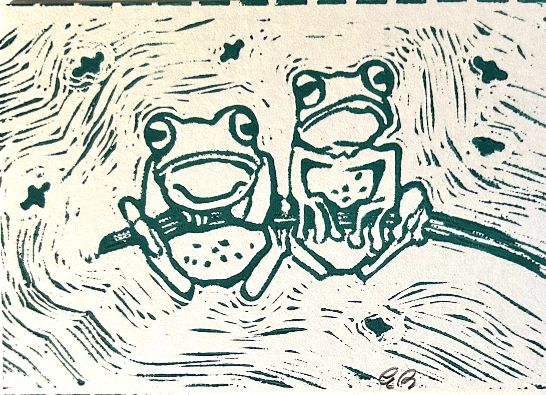 Frog Friends 4 aceo art card