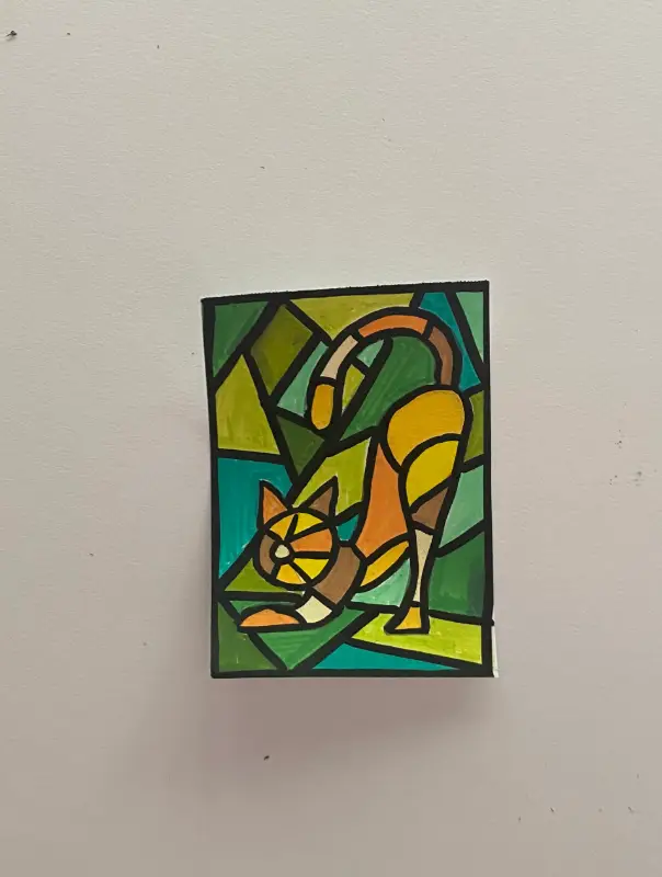 Cat stretching aceo art card