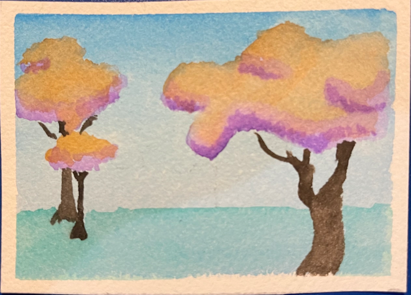 Morning Trees aceo art card