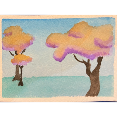 Morning Trees aceo art card thumbnail 1
