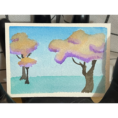 Morning Trees aceo art card thumbnail 2
