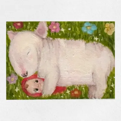 Nap Time aceo art card thumbnail 1