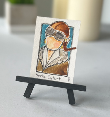Amelia Earhart aceo art card thumbnail 1