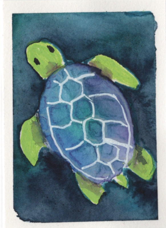 Sea Turtle aceo art card
