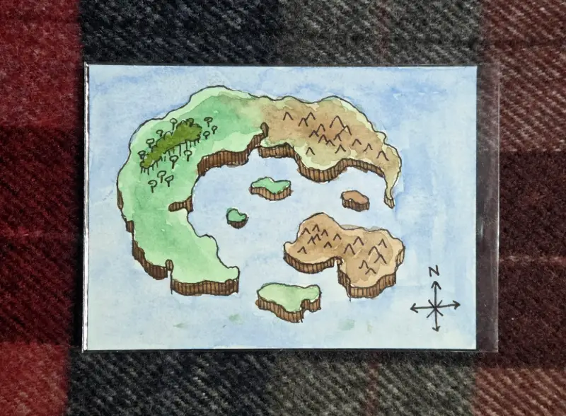 Crescent Islands Map aceo art card