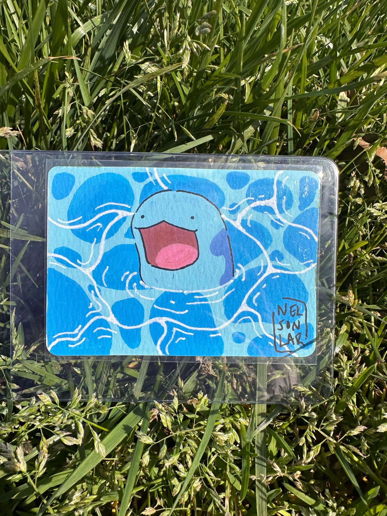 Go For a Swim aceo art card
