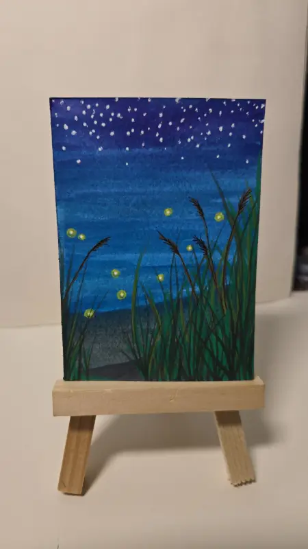 Lightning Bug Lake aceo art card