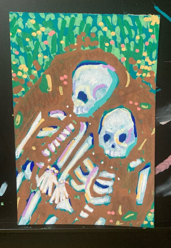 Flowers grow out of our grave aceo art card