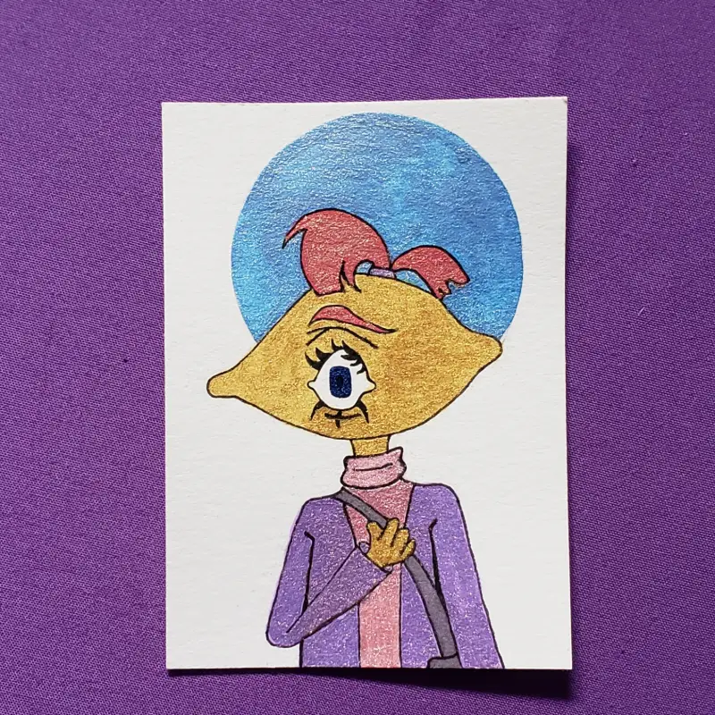 Lemon Head Original Fantasy Watercolor Illustration OOAK aceo art card
