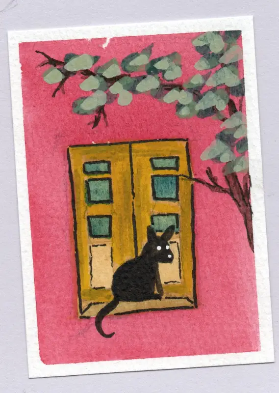 PERCHED aceo art card