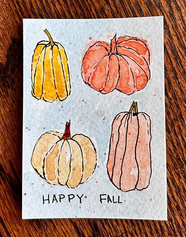 Fall Pumpkins aceo art card