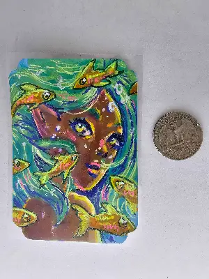 Swim aceo art card thumbnail 2