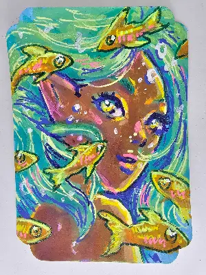 Swim aceo art card thumbnail 1