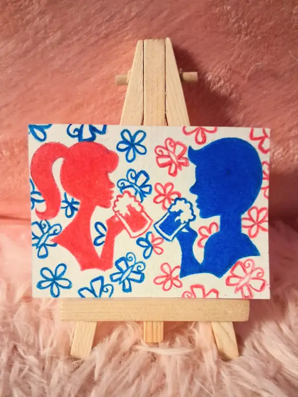 Beerbie & heineKen aceo art card