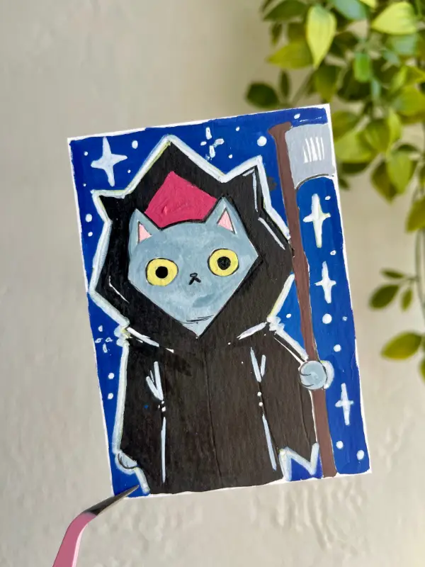 Cat Reaper aceo art card