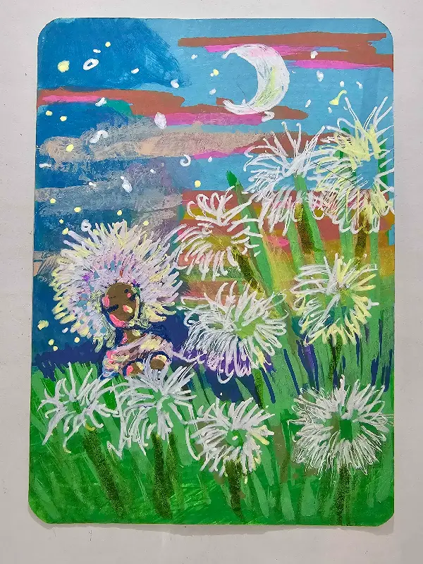 Dandelion Fairy aceo art card