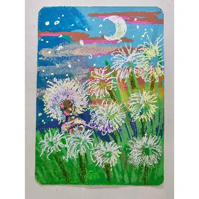 Dandelion Fairy aceo art card thumbnail 1