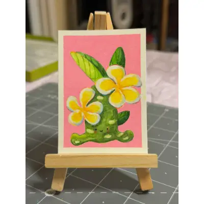 Plumeria Cutie aceo art card thumbnail 1