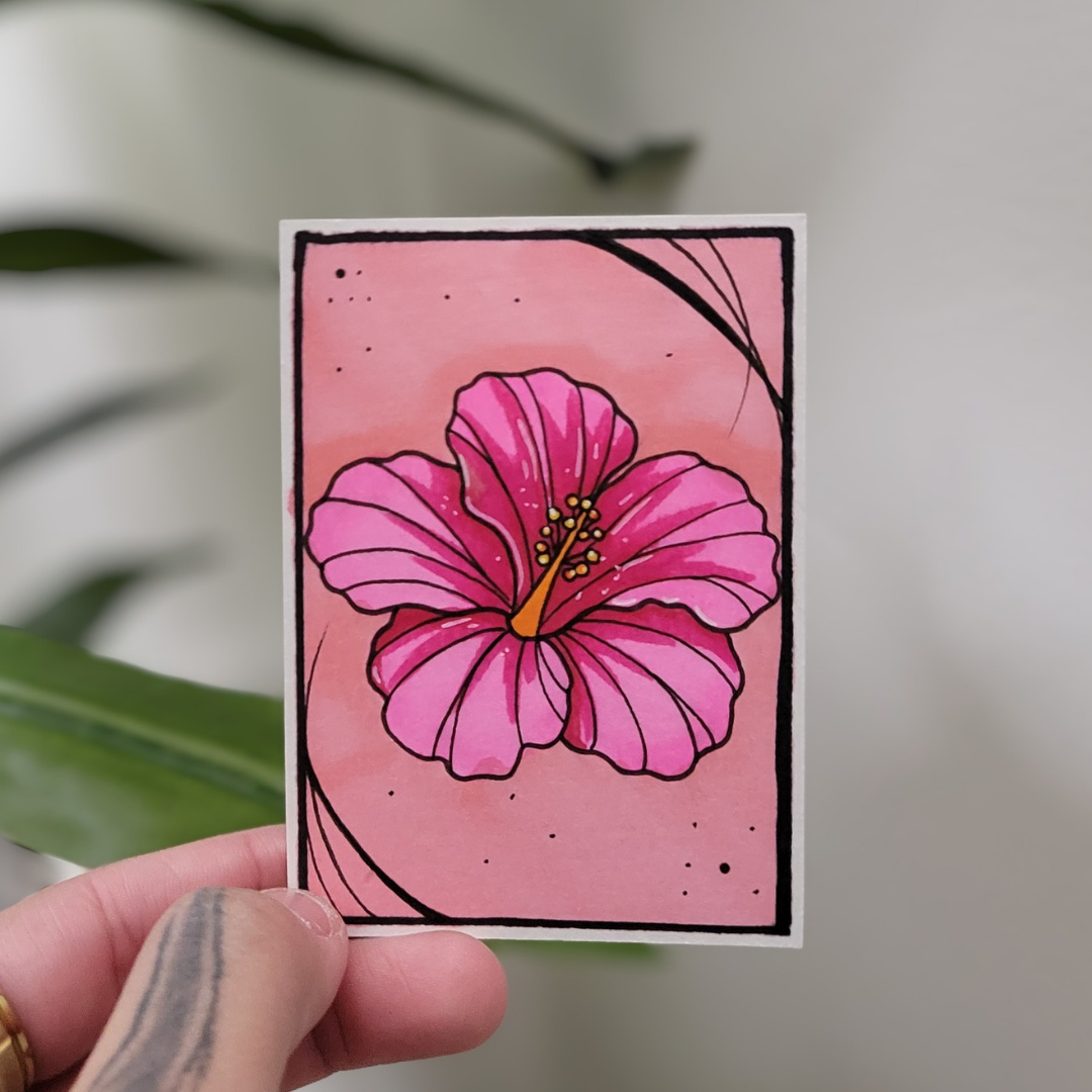 Cupid's Hibiscus aceo art card