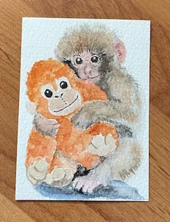 Punch and his stuffie aceo art card
