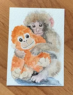 Punch and his stuffie aceo art card thumbnail 1