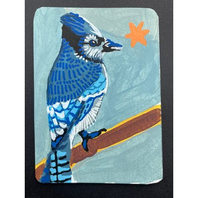 Blue Jay portrait- “blu cheese” - original by Norah Mae aceo art card thumbnail 1