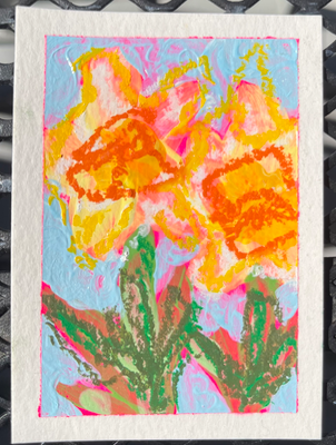 Abstract Daffodil 2 aceo art card thumbnail 2