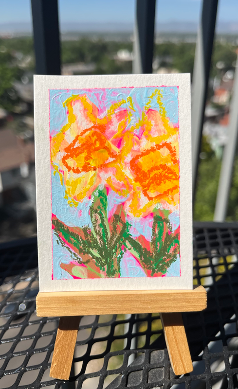 Abstract Daffodil 2 aceo art card