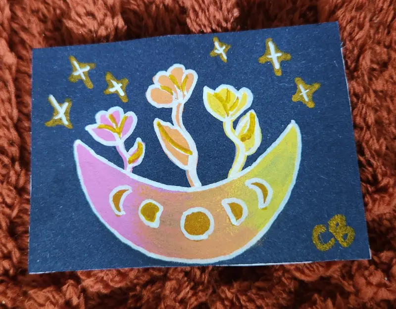 Lunar Blooms aceo art card