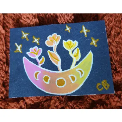 Lunar Blooms aceo art card thumbnail 1