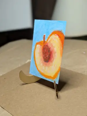 Oil pastel peach aceo art card thumbnail 2