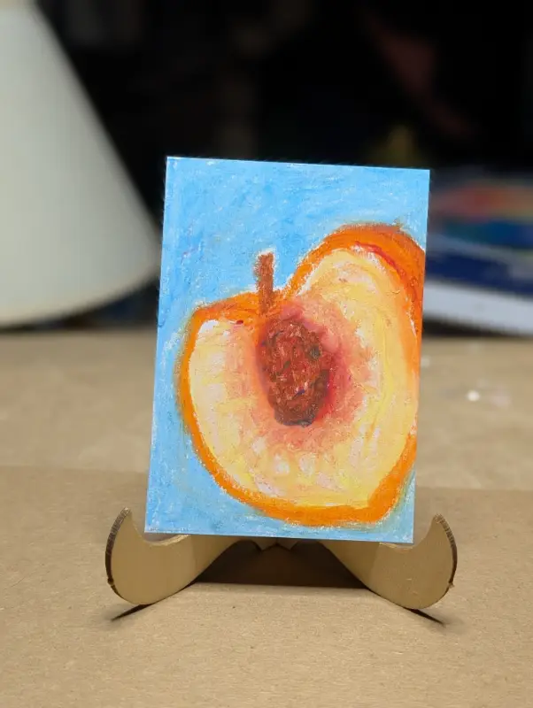 Oil pastel peach aceo art card