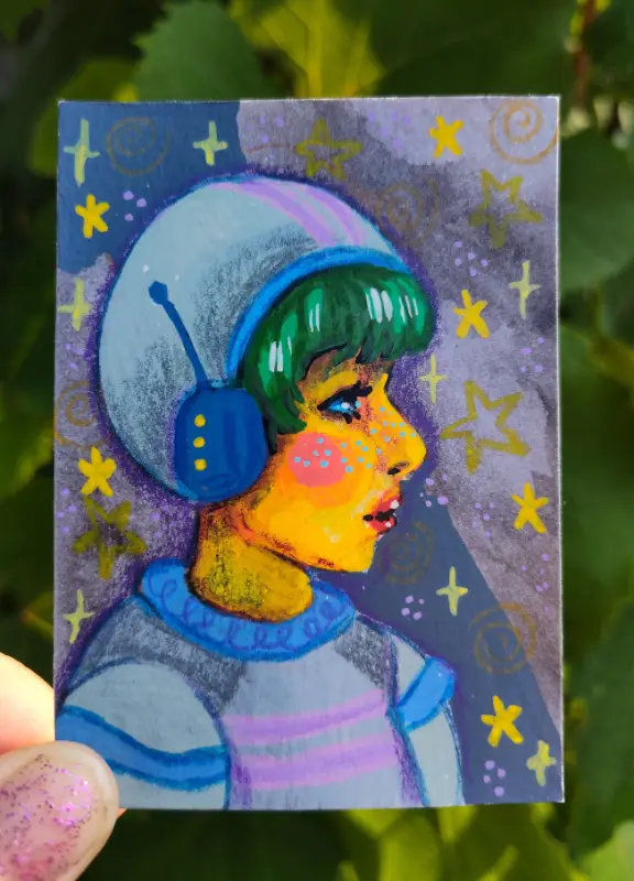 Space Babe 7/7 aceo art card