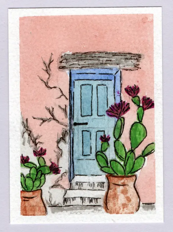 Spanish Door aceo art card