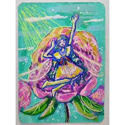Blooming Rose aceo art card thumbnail 2